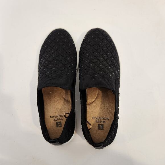 WHITE MOUNTAIN Black Bling Slip On Slip Resistant Knit Fashion Sneakers Women 6M - Picture 5 of 9